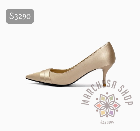 S3290 - 全真皮羊皮絲綢尖頭高踭鞋