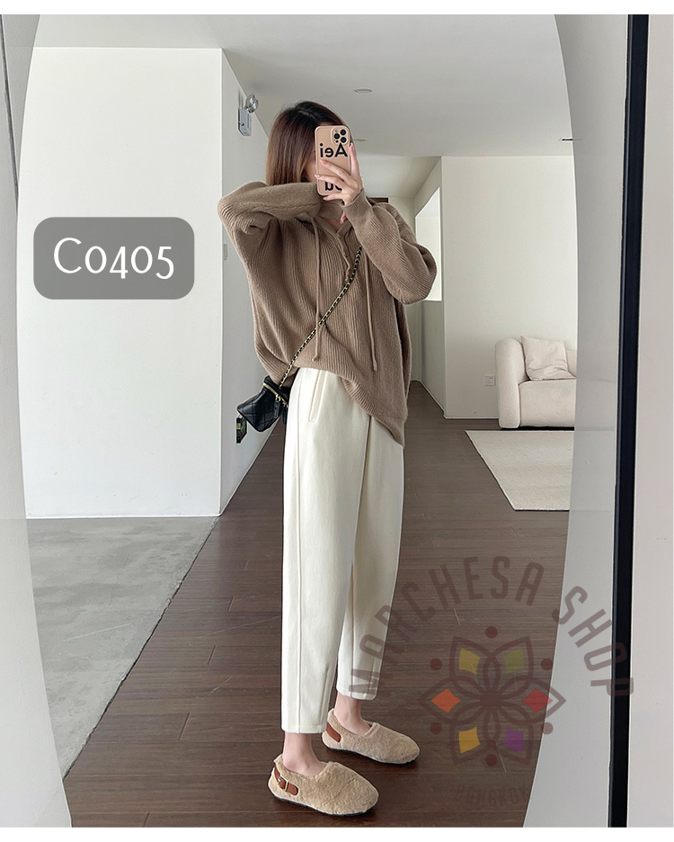 C0405- 初秋毛呢高彈力長絨褲 (大小呎碼)