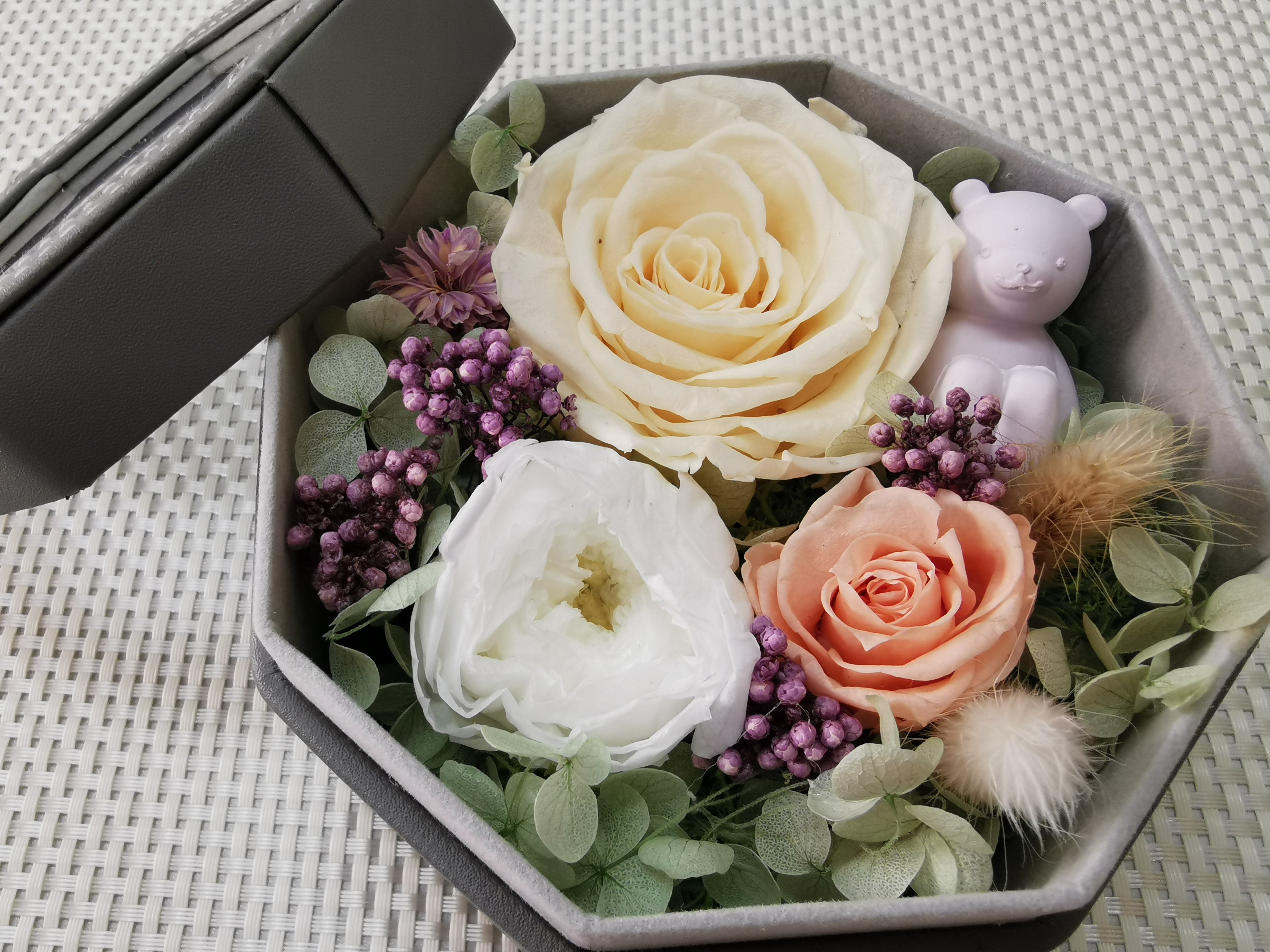 永生花六角形禮盒