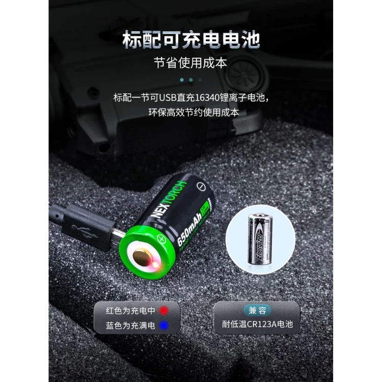 NEXTORCH WL21R 雙光源合一槍燈｜650 流明｜紅光雷射｜USB 直充