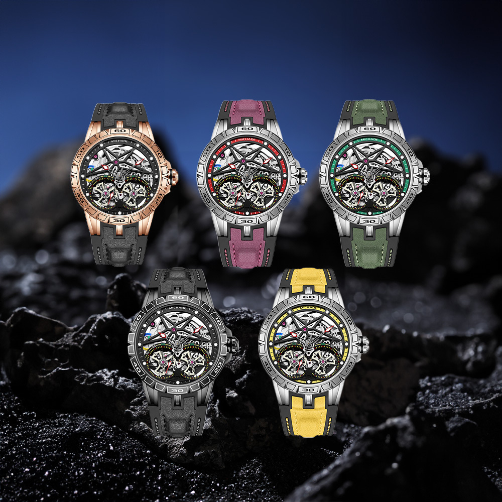 【MICHADE 米查德】MC-9902 王者競速 鏤空錶盤 防水50米 夜光刻度 自動機械機芯 腕錶