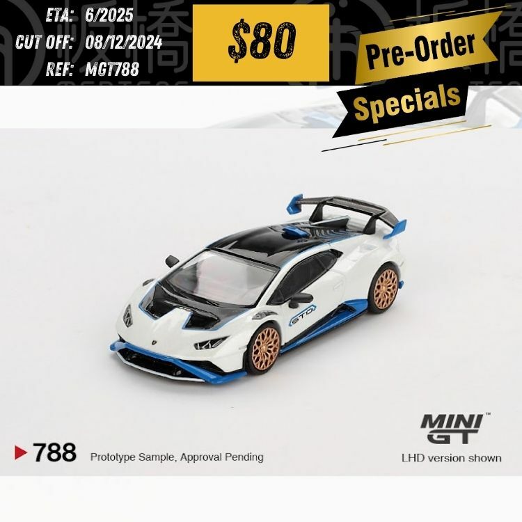 PO-$80  * MINI GT * 1:64 #788 Lamborghini Huracán STO  Bianco Asopo RHD [OD25/11]