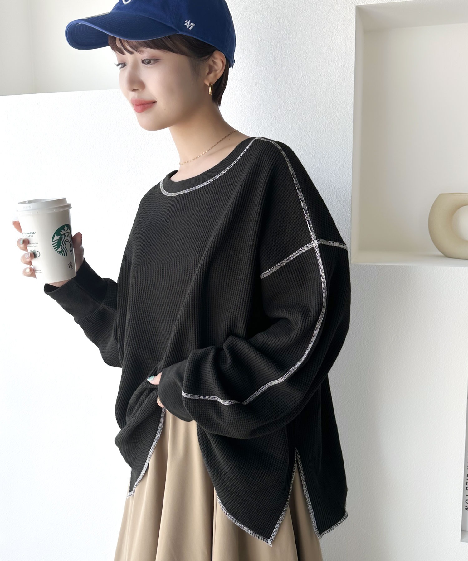 🇯🇵 日系品牌 JAVA 2WAY 華夫格 長T 長袖 縮口 雙面穿 反穿 秋冬 / 預購