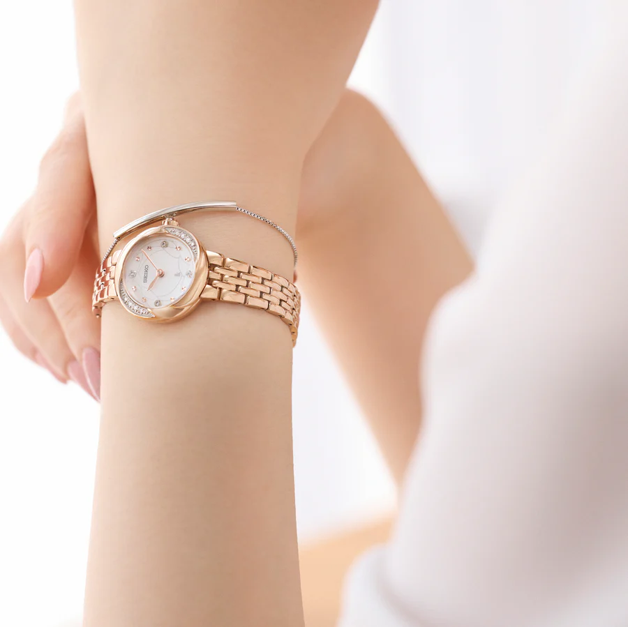 萬年鐘錶 - SEIKO  LUKIA系列 花瓣形錶殼玫瑰金優雅不鏽鋼女錶   SSWA004J / 4N30-00V0K  錶徑23MM