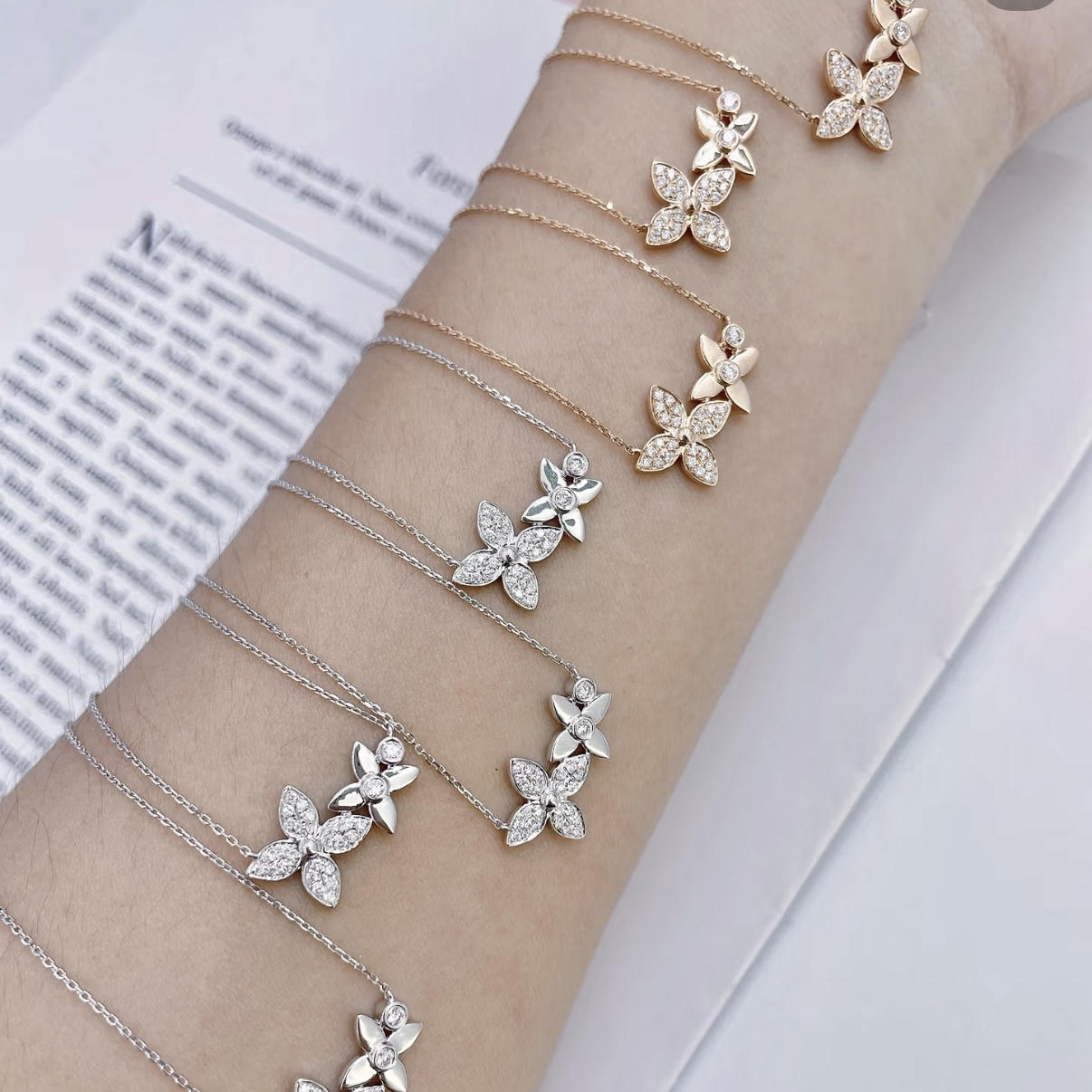 18k ldylle Blossom”滿鑽雙老花高奢定製項鍊