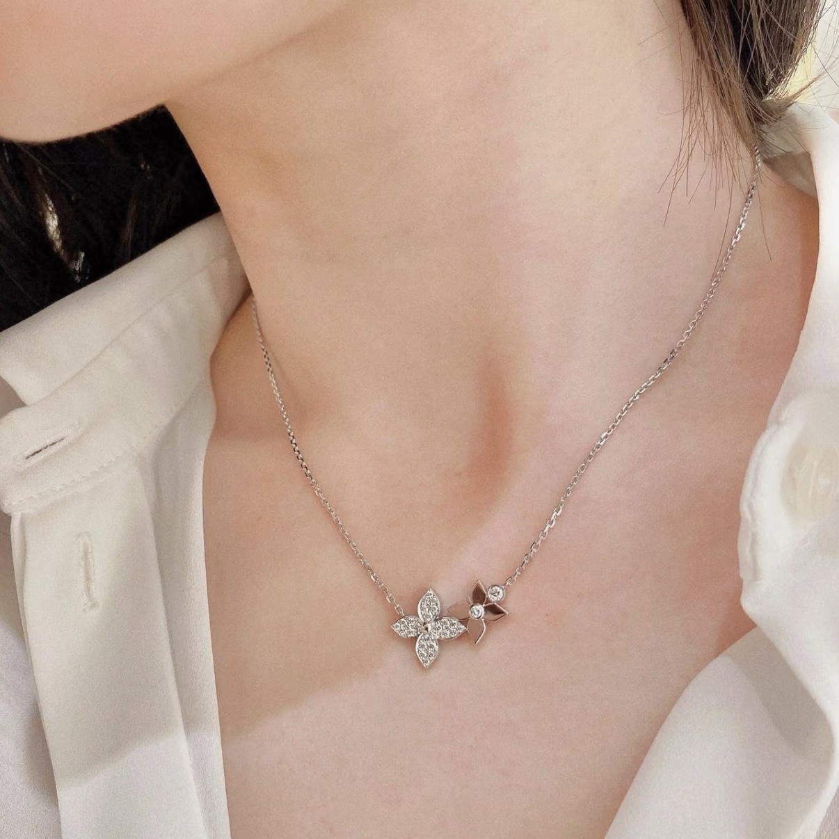 18k ldylle Blossom”滿鑽雙老花高奢定製項鍊