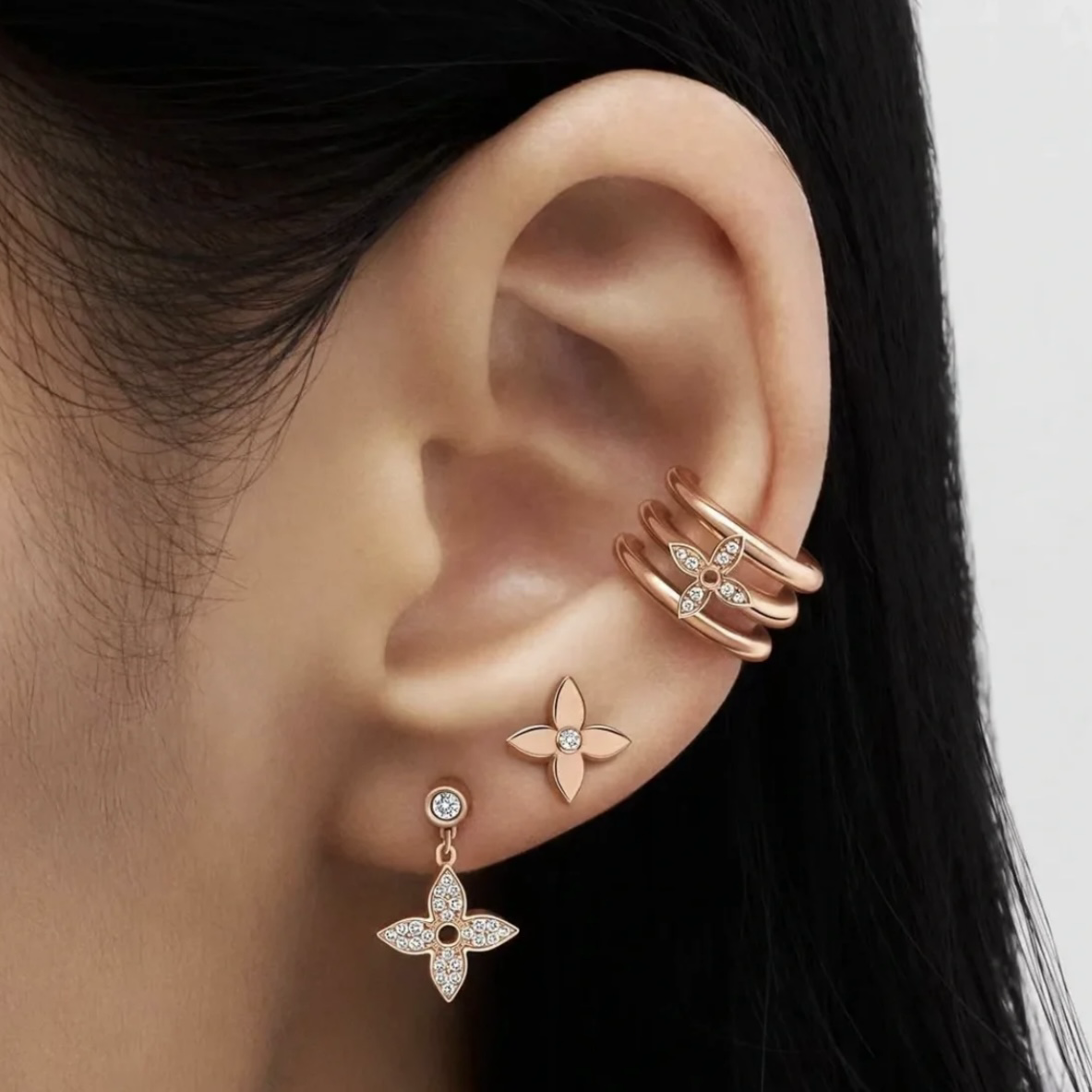 18k ldylle Blossom”滿嵌鑽老花高奢定製耳墜