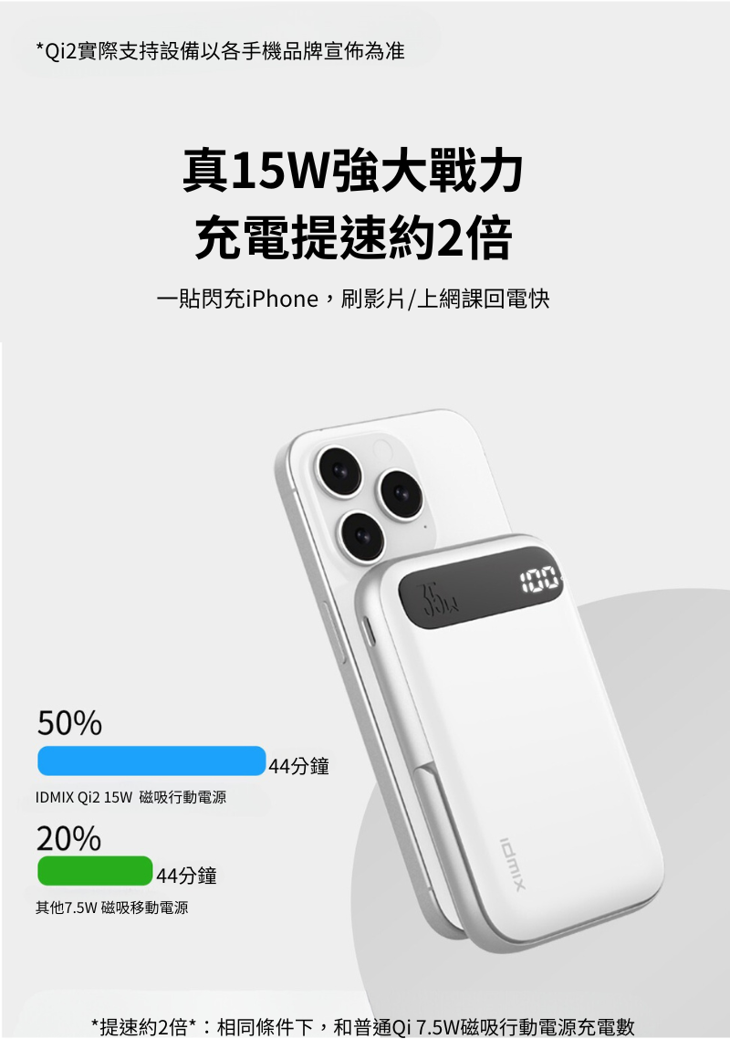Idmix 磁吸無線充電行動電源 Q10 POR2-Q12