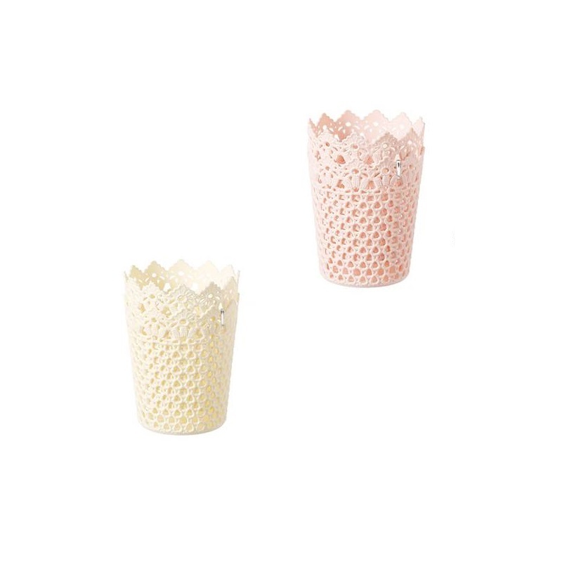 花卉圖形收納桶/圓形 10.3x12.4x10.3cm 2入