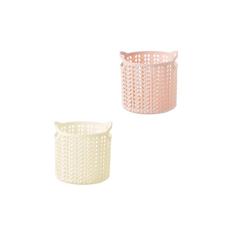 花卉圖形收納桶/圓形 12.8x13.2x9.6cm