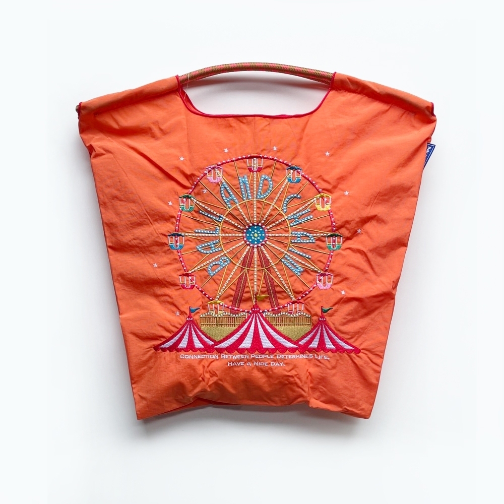 Ball＆Chain 刺繡環保購物袋 M號 - 橘 (30104265)
