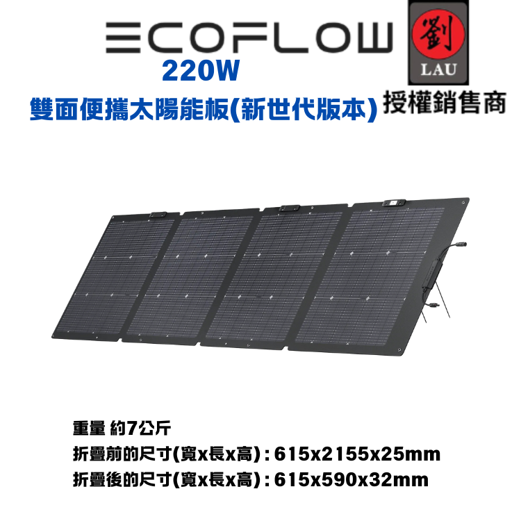 EcoFlow 220W 雙面便攜太陽能板(新世代版本)