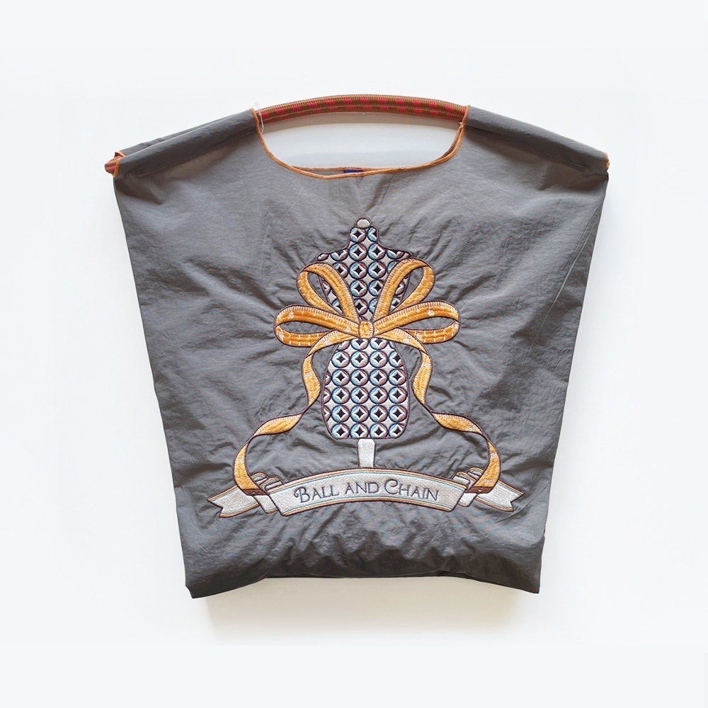 Ball＆Chain 刺繡環保購物袋 M號 - 灰 (30105085)
