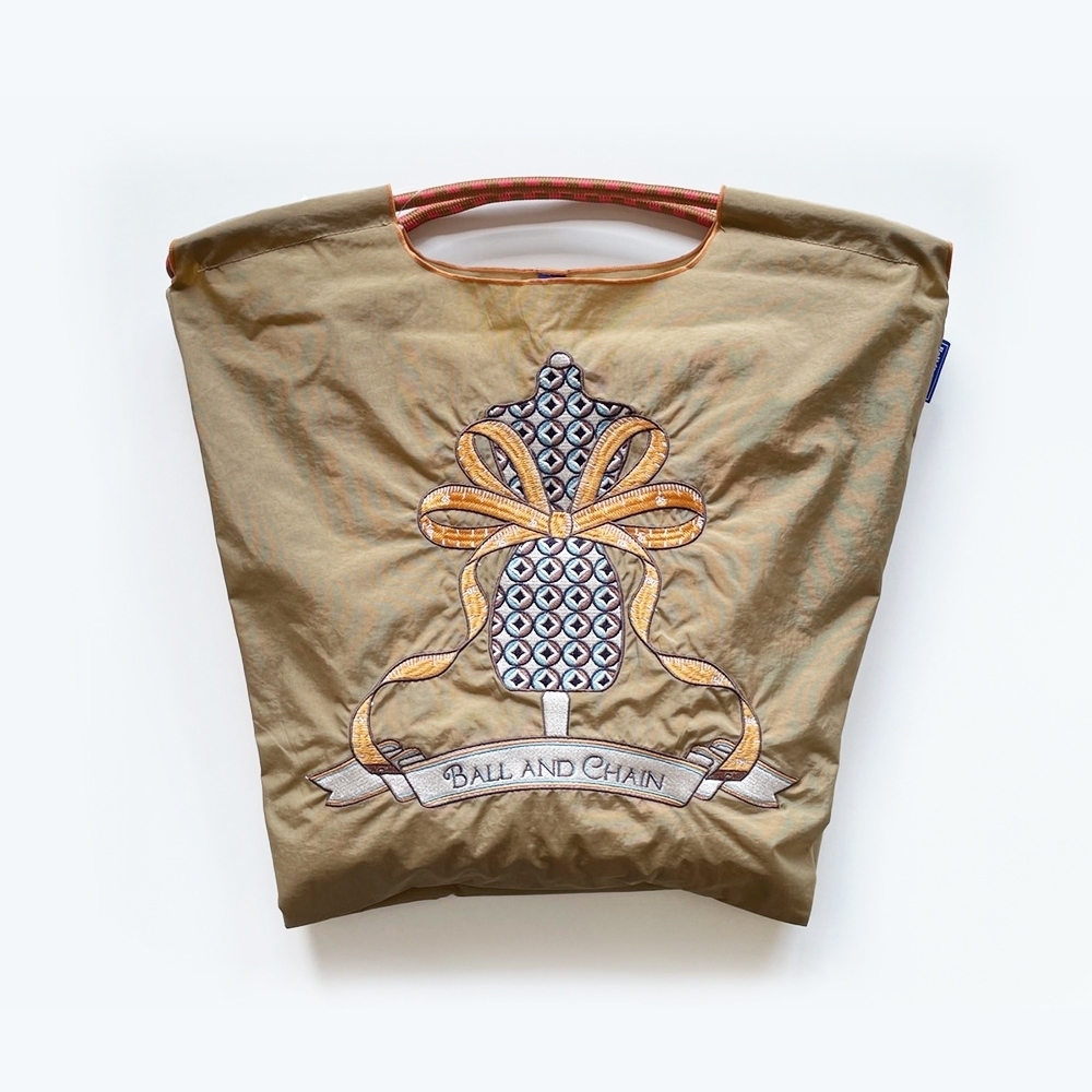 Ball＆Chain 刺繡環保購物袋 M號 - 卡其 (30105003)