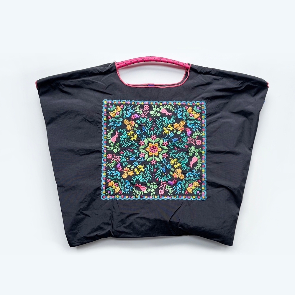 Ball＆Chain 刺繡環保購物袋 L號 - 黑 (30115101)