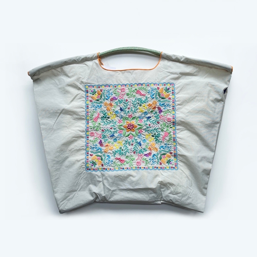 Ball＆Chain 刺繡環保購物袋 L號 - 淺灰 (30115184)