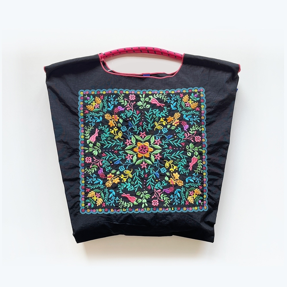 Ball＆Chain 刺繡環保購物袋 M號 - 黑 (30105101)