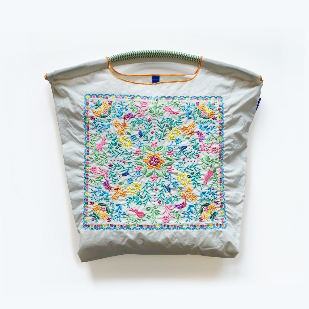 Ball＆Chain 刺繡環保購物袋 M號 - 淺灰 (30105184)