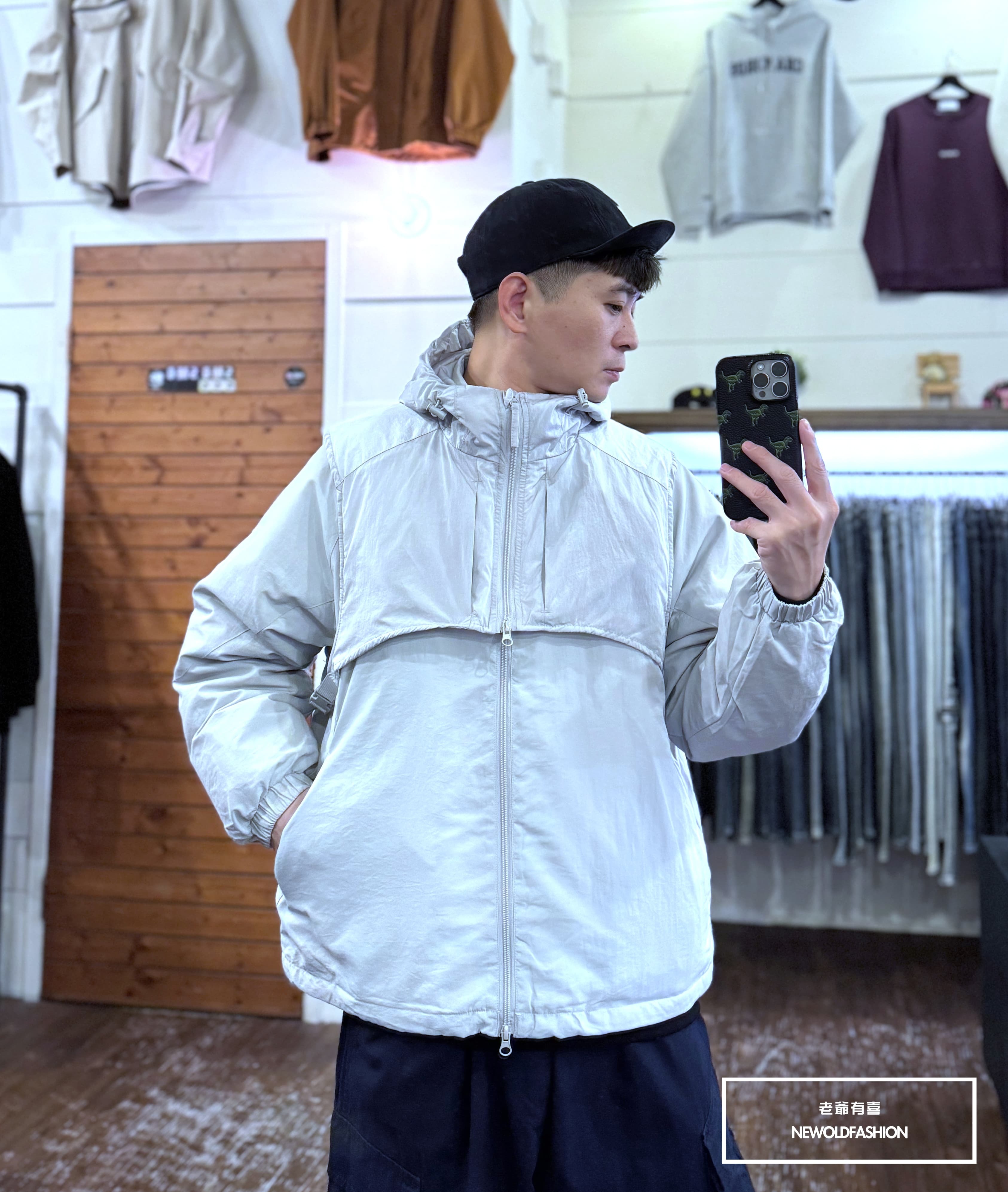 『新品上市』重磅戰術背心連帽羽絨外套-淺灰(NOF24116407)