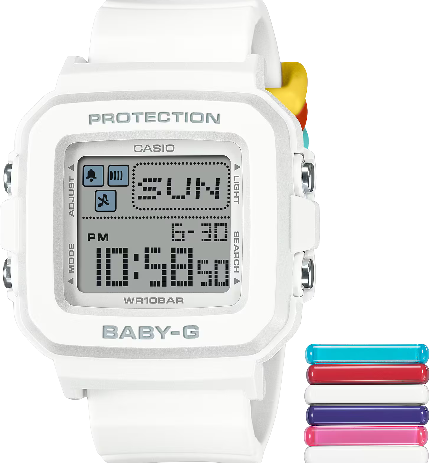 萬年鐘錶 - BABY-G G+PLUS   繽紛錶帶環方形運動電子錶 BGD-10L-7 錶徑 : 39 MM