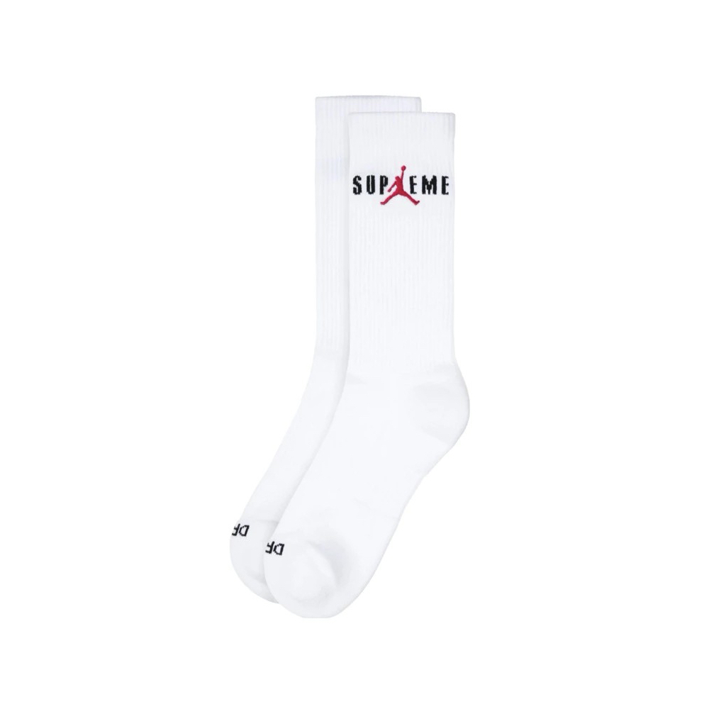Supreme x Jordan White Crew Socks 襪子 白色/黑色 2Pack 2入一組