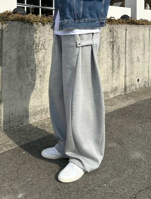 韓國 側扣 氣球 抽繩 棉褲