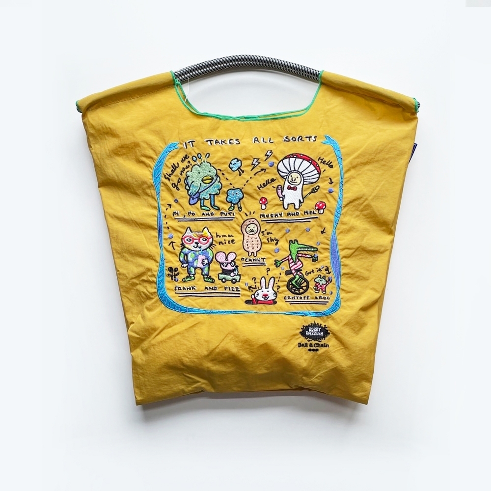 Ball＆Chain 刺繡環保購物袋 M號 - 黃 (32200510)