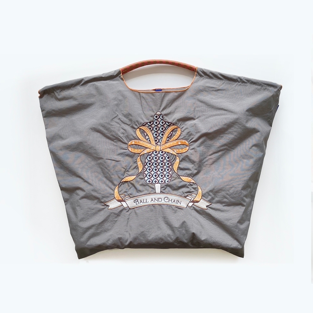 Ball＆Chain 刺繡環保購物袋 L號 - 灰 (30115085)