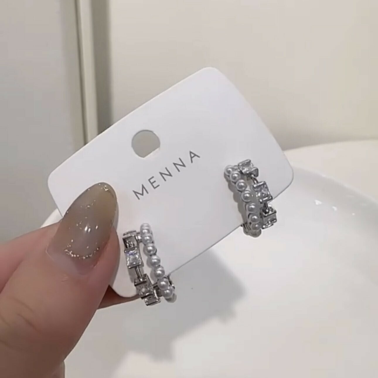 雙層鋯石珍珠易扣