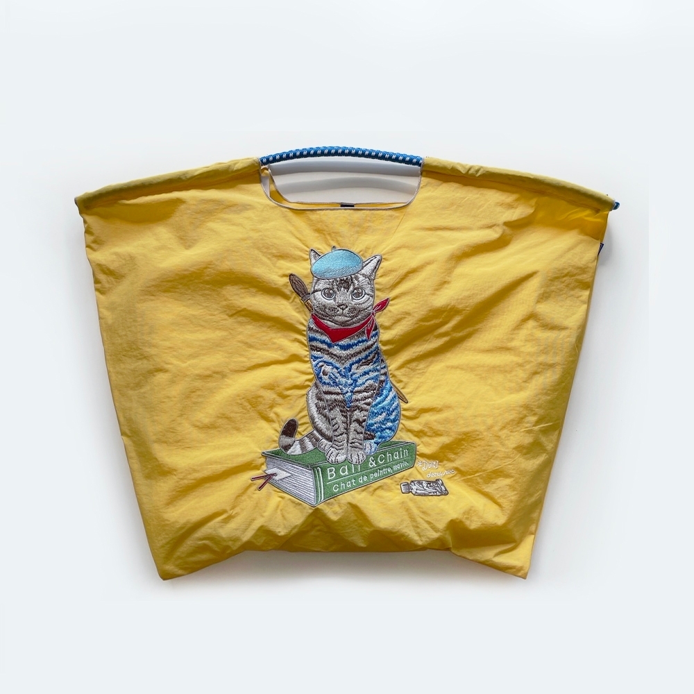 Ball＆Chain 刺繡環保購物袋 L號 - 黃 (31310910)