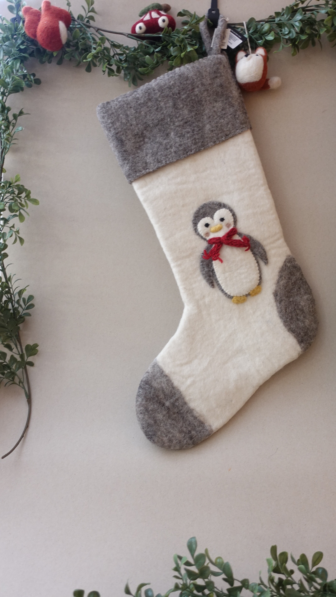 丹麥Gry&Sif 聖誕掛飾-Stocking w/Penguin(14521)