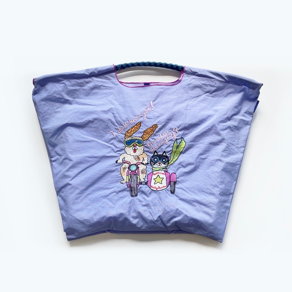 Ball＆Chain 刺繡環保購物袋 L號 - 薰衣草紫 (32210426)