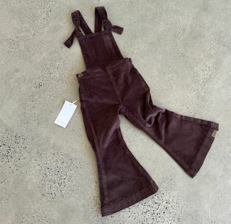 TWIN COLLECTIVE KIDS 燈芯絨喇叭吊帶褲 Farrah Flare Overall - Brown Cord