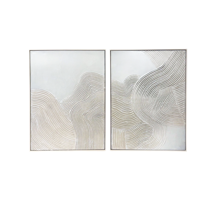 線條雪霜畫作 兩件組