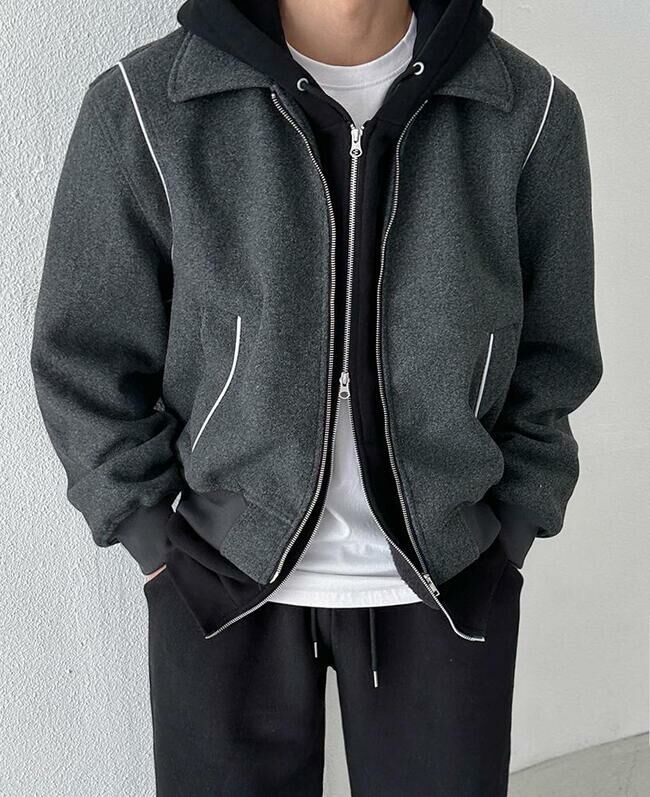 滾邊羊毛飛行員夾克