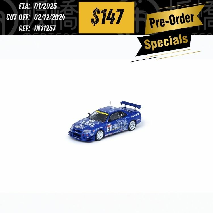 PO-$147 * INNO64 * 1:64 NISSAN SKYLINE GT-R (R34) #3 "ENDLESS ADVAN" Super Taikyu Series 2002 Winner [OD25/11]