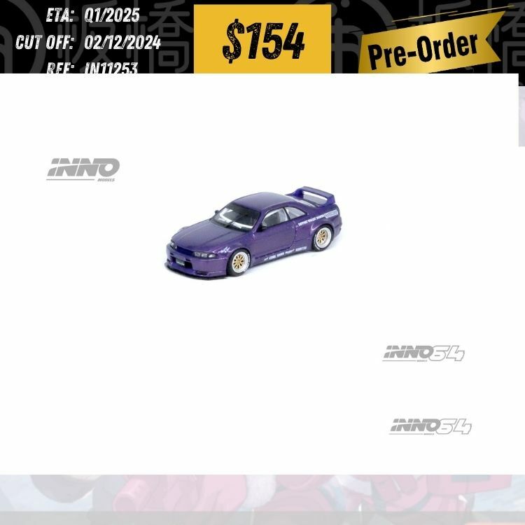 PO-$154 * INNO64 * 1:64 NISSAN SKYLINE GT-R (R33) "PANDEM ROCKET BUNNY" Purple [OD25/11]