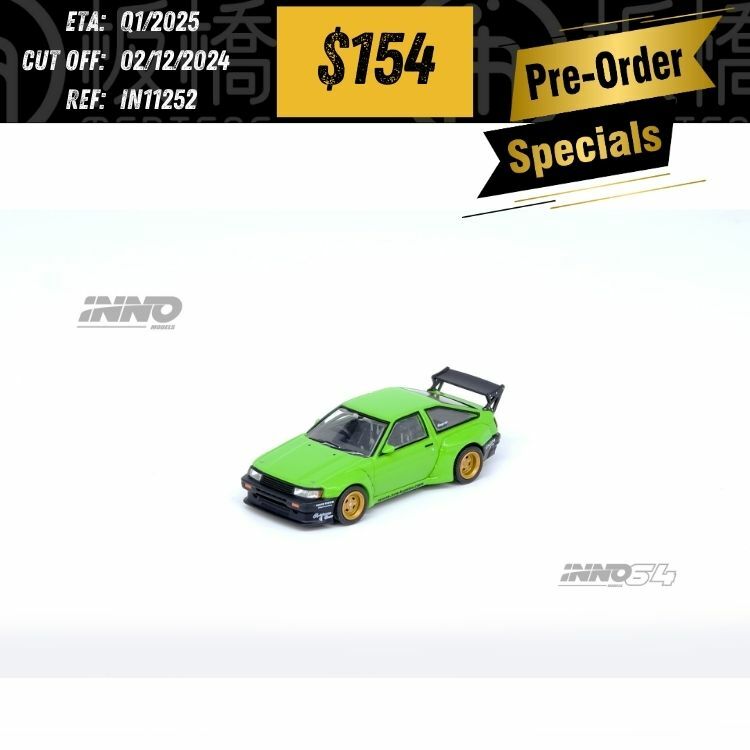 PO-$154 * INNO64 * 1:64 TOYOTA AE86 Levin "PANDEM ROCKET BUNNY" Green  [OD25/11]
