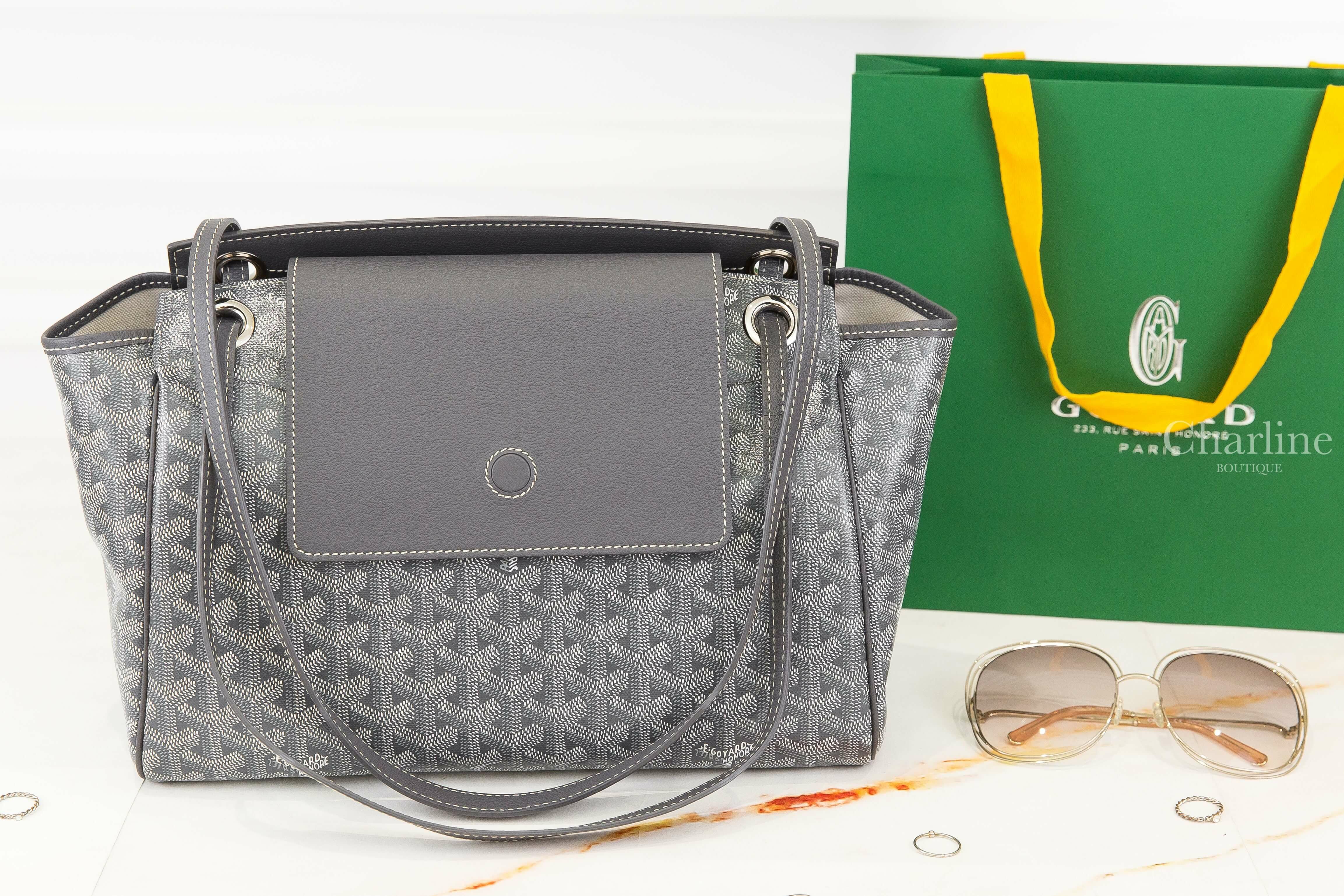Goyard Rouette Souple Bag 灰色帆布小牛皮同色手提肩背包-Charline Boutique 精品代購