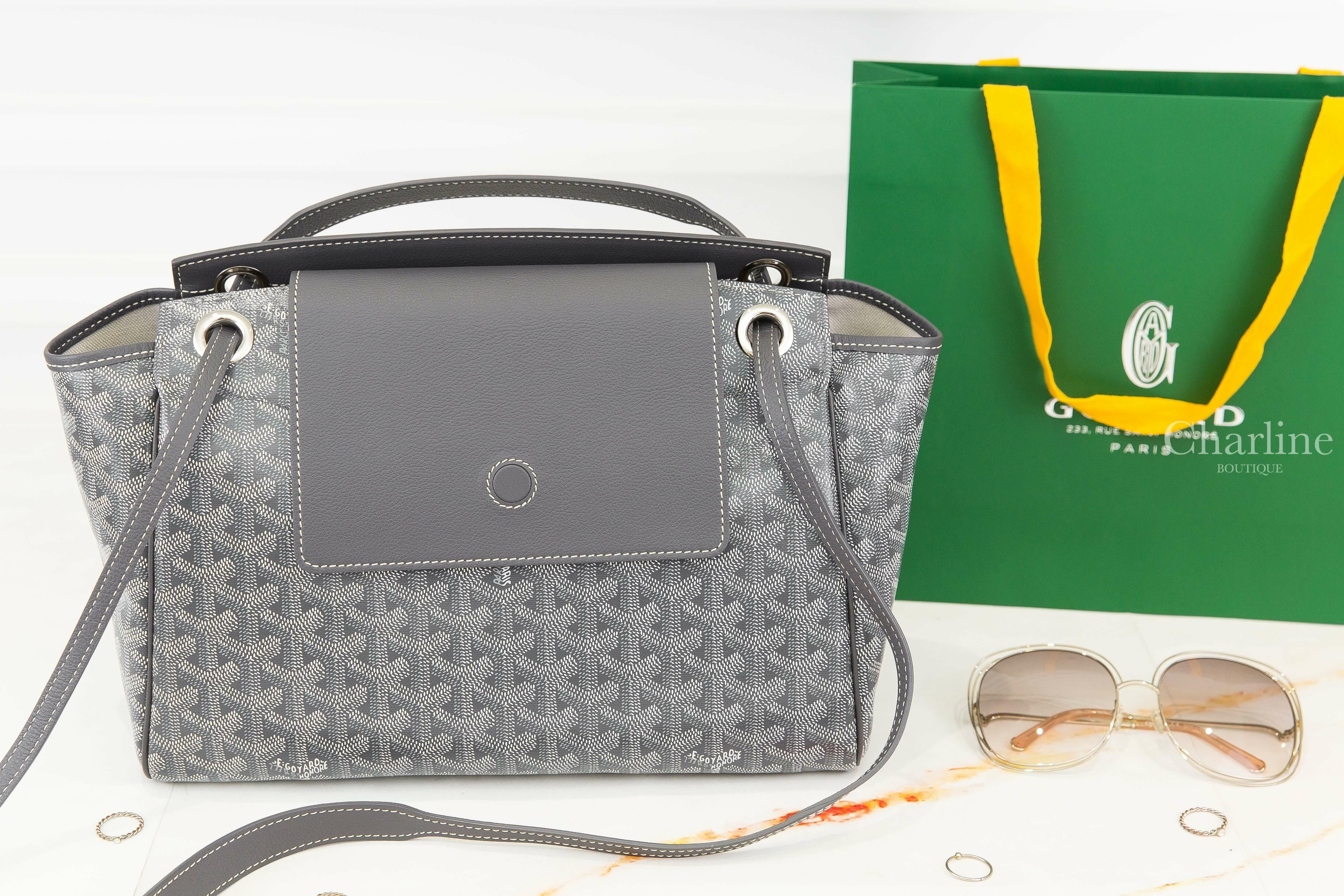 Goyard Rouette Souple Bag 灰色帆布小牛皮同色手提肩背包-Charline Boutique 精品代購