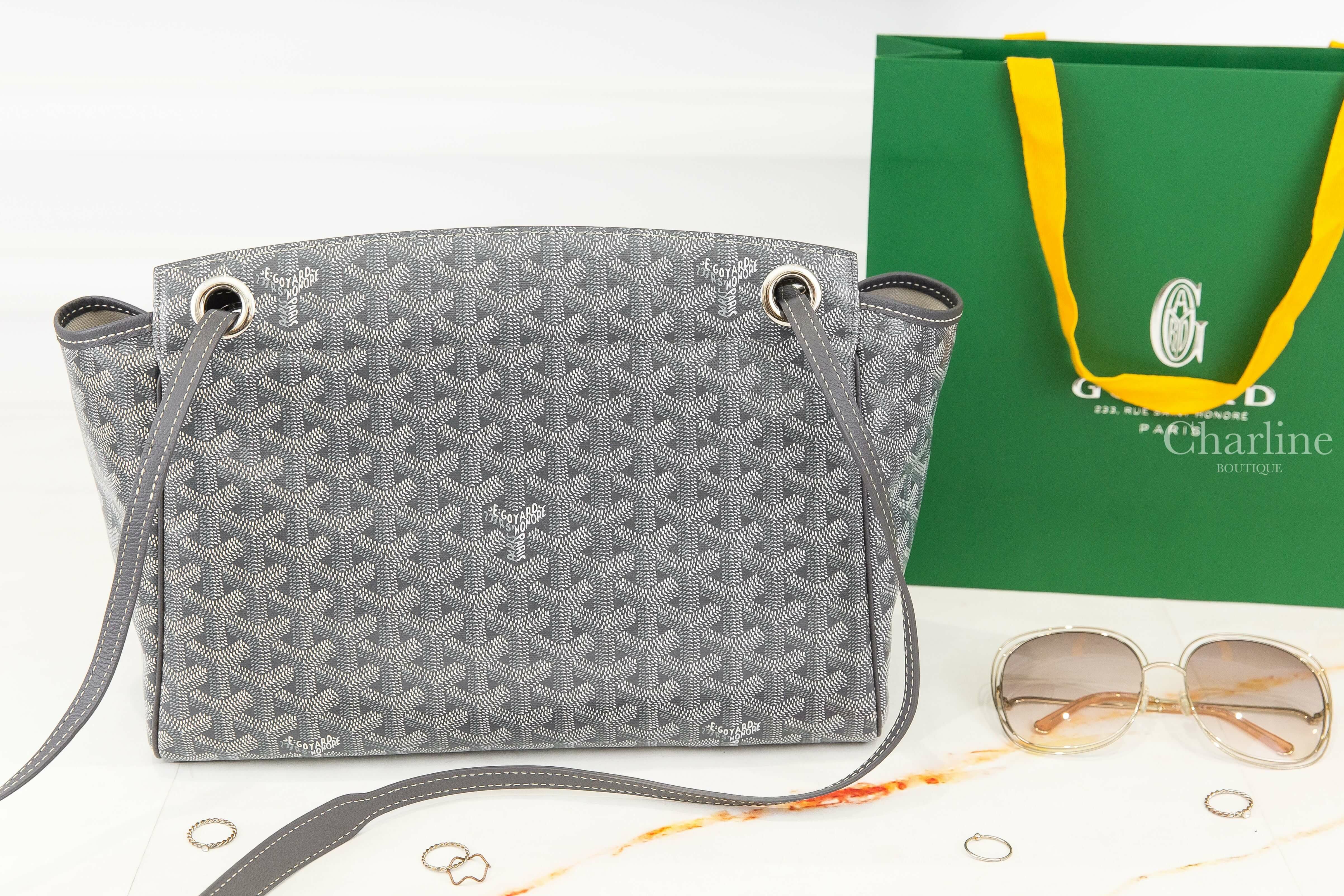 Goyard Rouette Souple Bag 灰色帆布小牛皮同色手提肩背包-Charline Boutique 精品代購