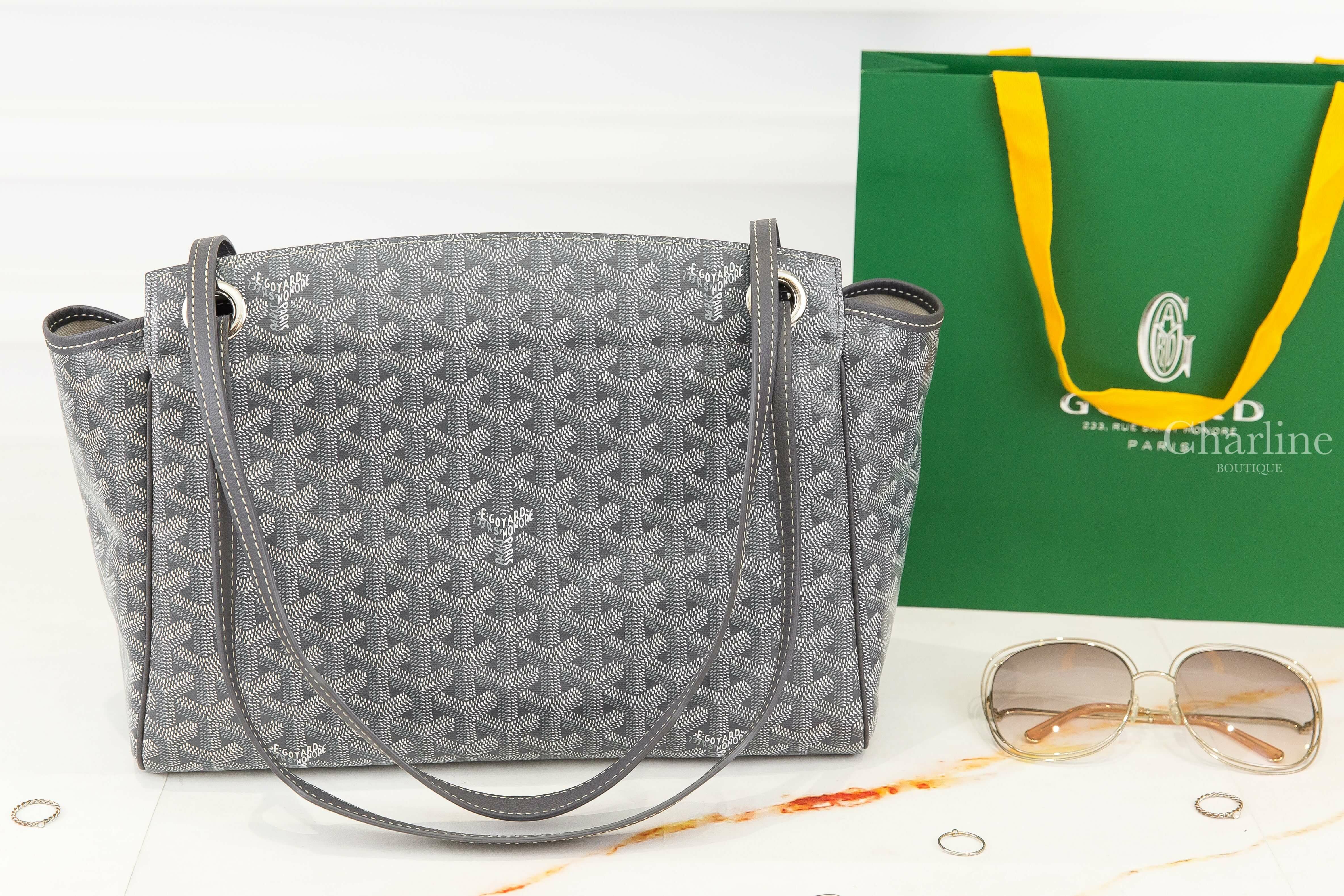 Goyard Rouette Souple Bag 灰色帆布小牛皮同色手提肩背包-Charline Boutique 精品代購