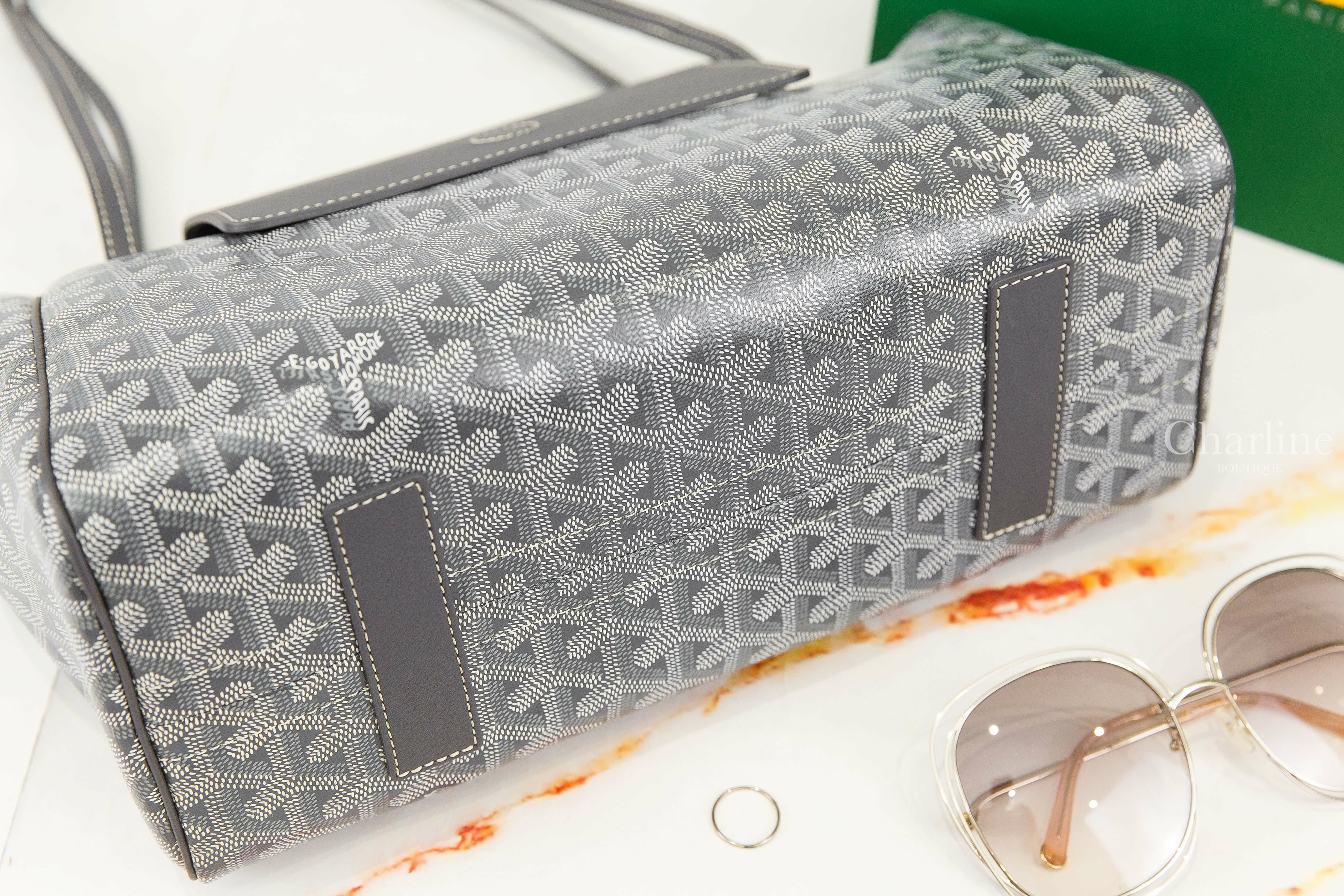 Goyard Rouette Souple Bag 灰色帆布小牛皮同色手提肩背包-Charline Boutique 精品代購