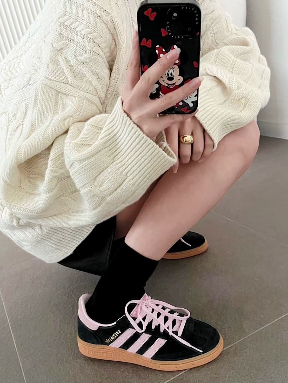 <出清最終彈🔥> 零碼-24.5cm-ADIDAS HANDBALL SPEZIAL 黑粉 焦糖底