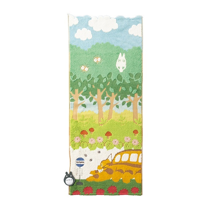 日本 丸真 宮崎駿 抗菌 純棉 長毛巾 -龍貓巴士 34 x 75 cm