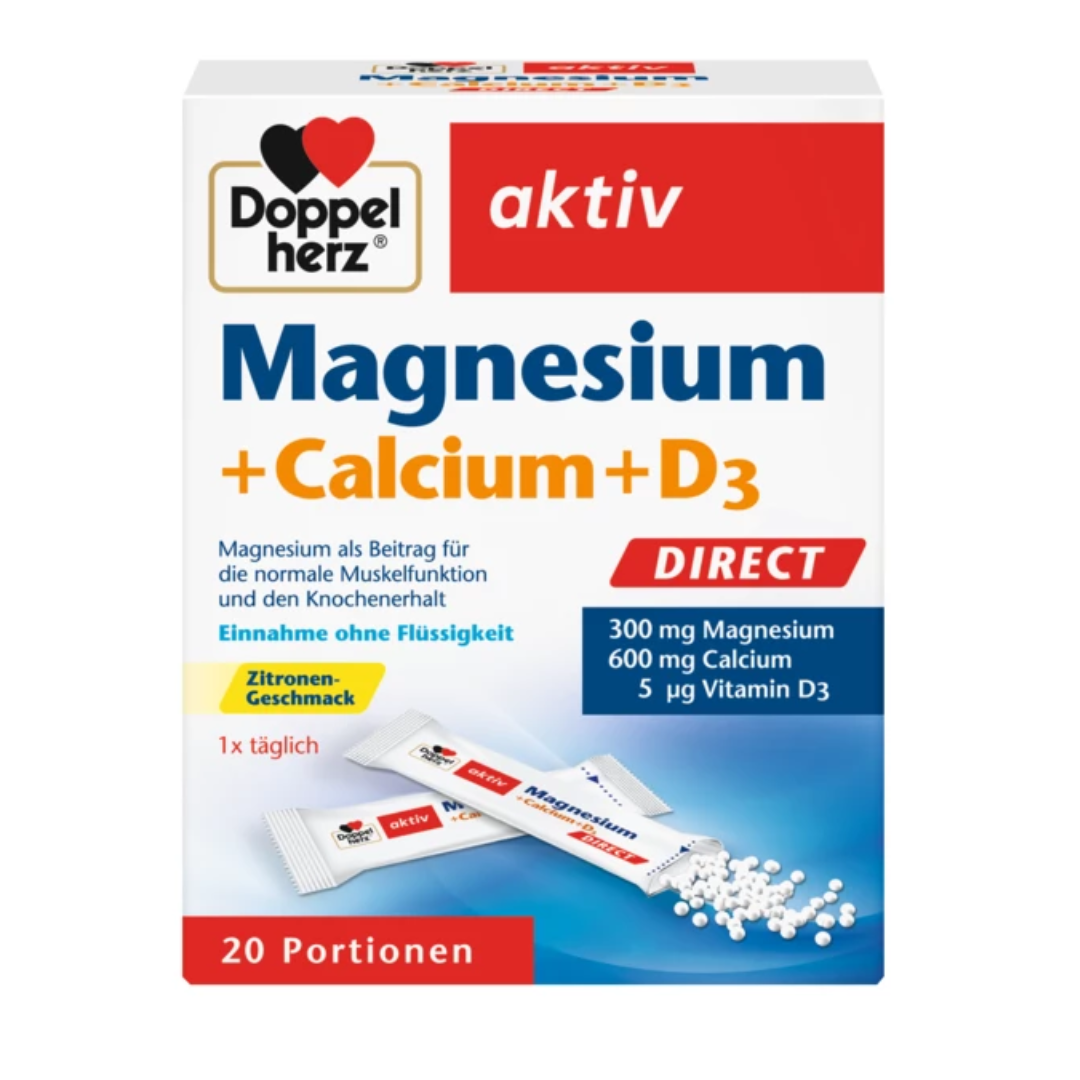 Doppelherz 雙心鈣鎂+維他命D3顆粒 20包