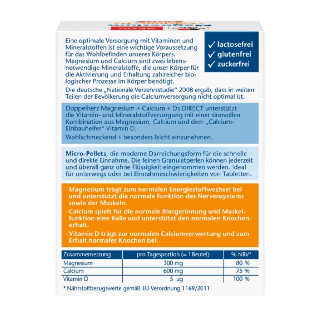Doppelherz 雙心鈣鎂+維他命D3顆粒 20包