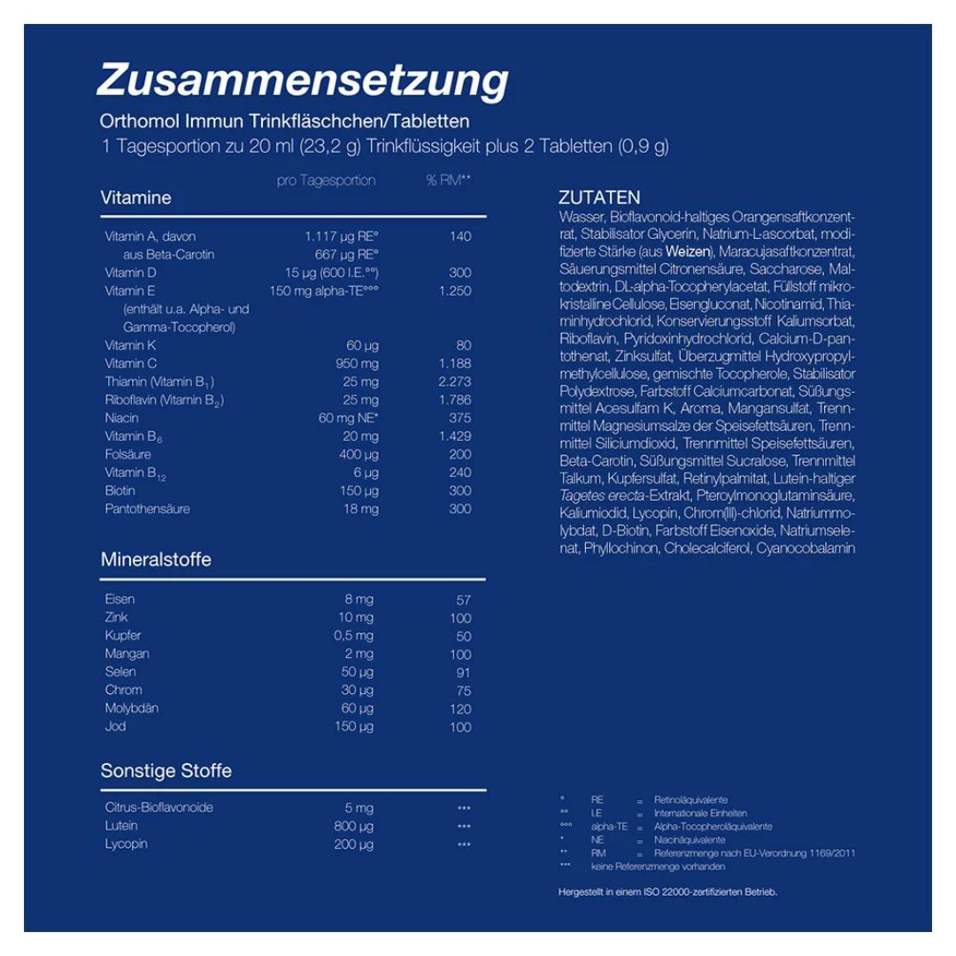 Orthomol 德國奧適寶 免疫力綜合維生素 即飲小瓶 + 錠劑 30天份