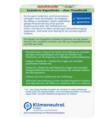 Doppelherz 銀杏葉+維他命B+膽鹼膠囊 40粒裝