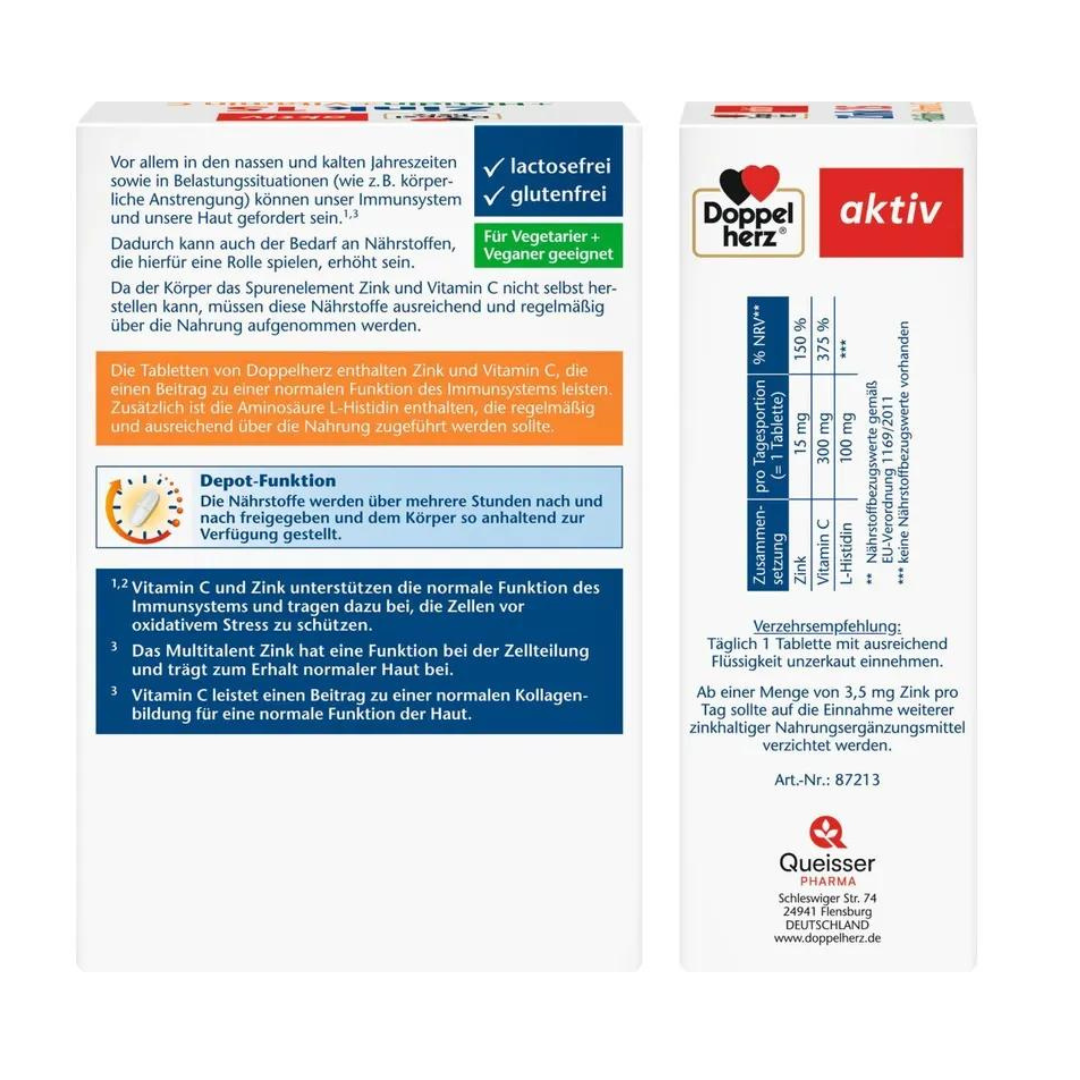 Doppelherz 雙心鋅+氨基酸+維他命C補充片 100片